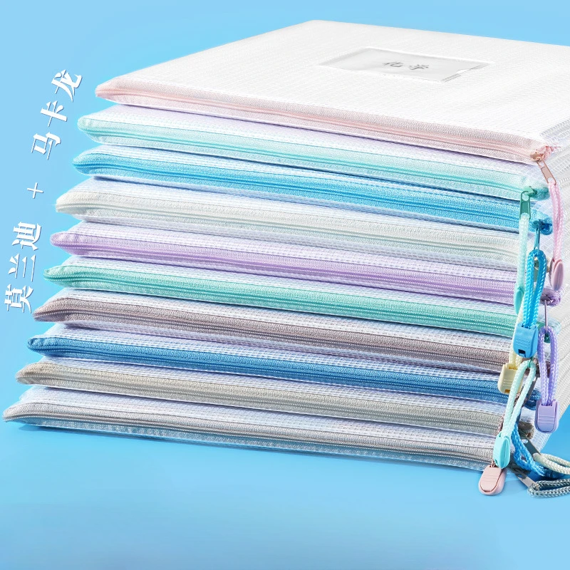 

5pcs/set A4 Document Folder File Zipper Bags Plastic Wallets Mesh Document Bags Zipper Bag Ziplock Wallet