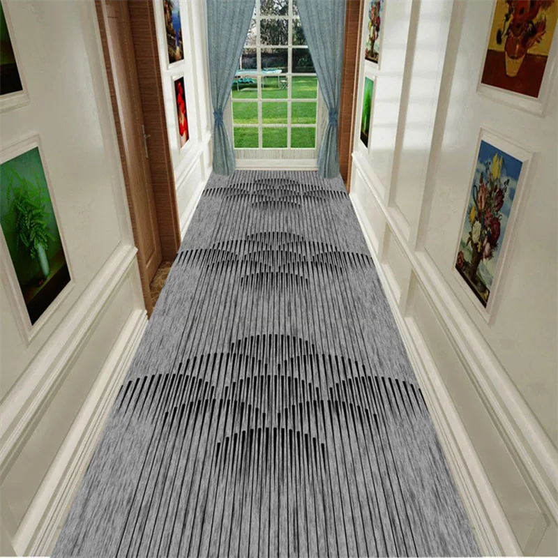 

Домашний дворцовый коридорный ковер, серый полосатый роскошный стильный коврик для крыльца, гостиничный коврик для лестницы, лобби, наполь...