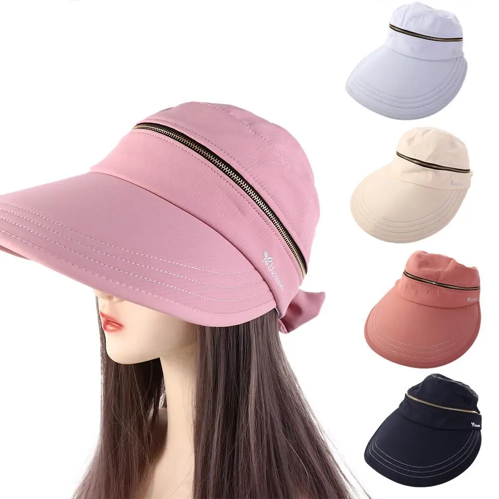 

Female Visor Hat Empty Top Big Brim Bowknot Cycilng Travel Removable Sun Hat Women Cap Bucket Hat Fisherman Hat