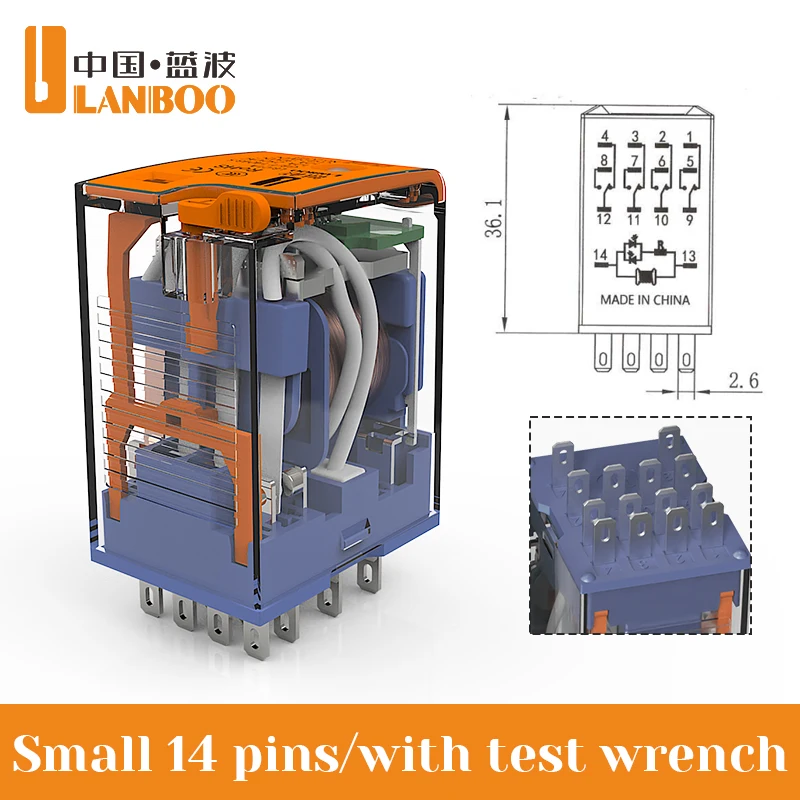 

Композиционное промежуточное реле LANBOO DC12V, DC24V и AC220V опционально. Другие напряжения можно настроить