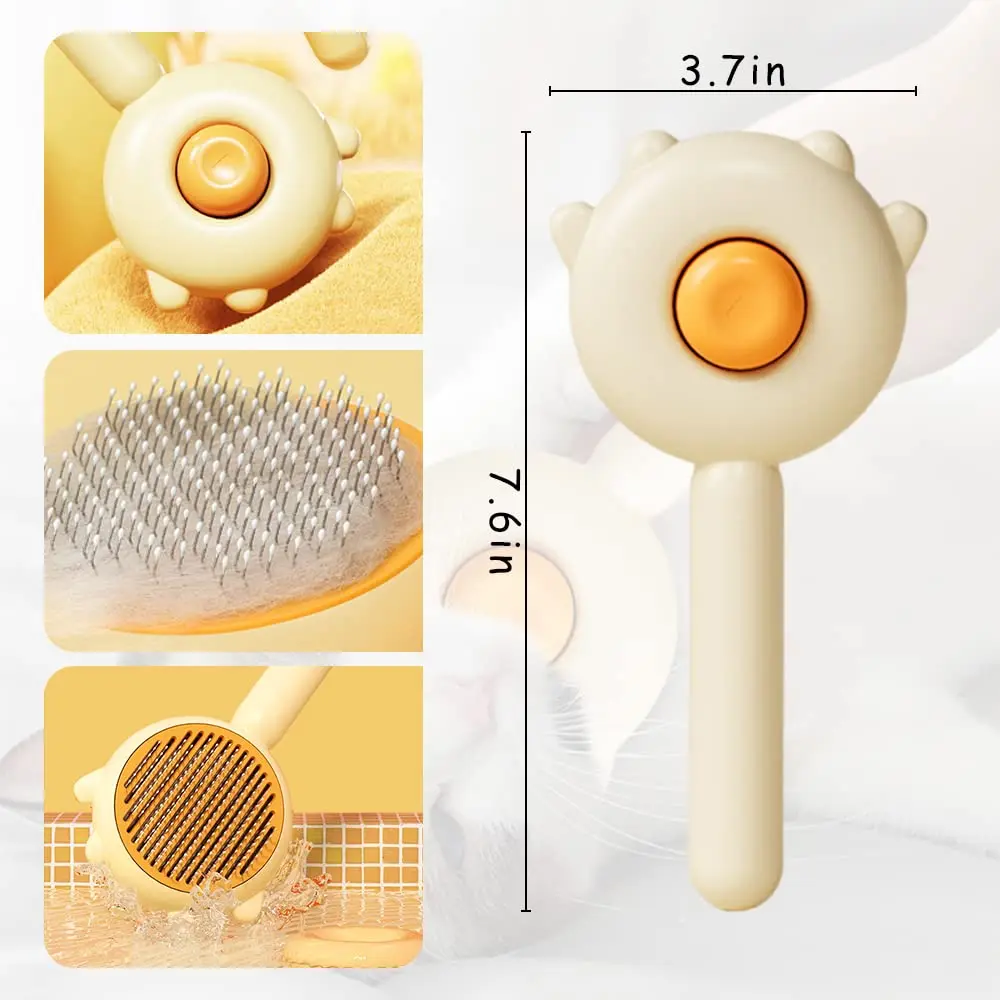 

2023 New Pet Hair Cleaner Brush, Cat Grooming Brush Long or Short Hair Cats Dogs Pet Massage Brushes, Self Clean