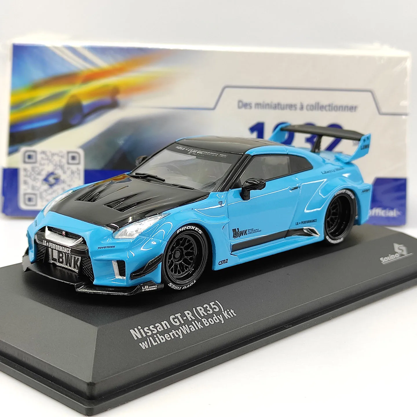 Фото Модель автомобиля SOLIDO S 1:43 масштаба GT-R R35 LibertyWalk Blue из литого сплава №1