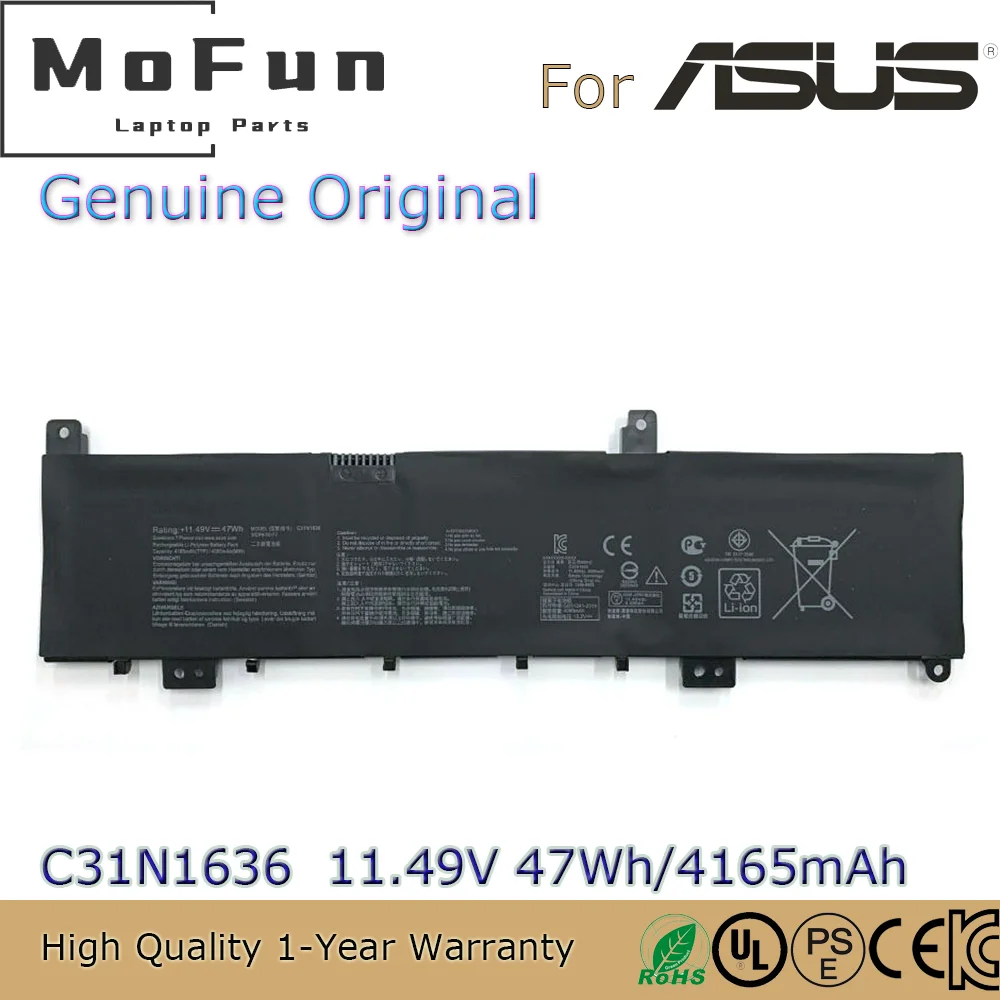 Совершенно новый оригинальный C31N1636 11 49 V 47Wh Аккумулятор для ноутбука Asus N580VN N580VD