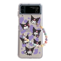 kuromi cinnamoroll with bracelet phone case for samsung galaxy z flip 3 5g hard pc back cover for zflip3 case protective shell