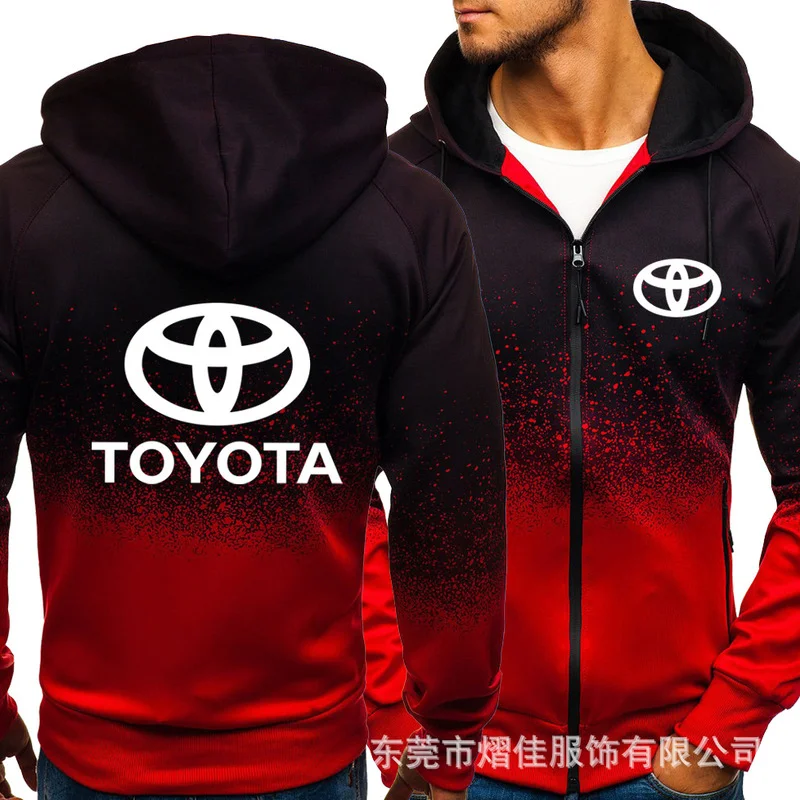 

Fashion Men's Hoodies TOYOTA Casual Harajuku Gradient color Cardigan Coat Mens Fleece Outdoor Sweatshirts zipper Jacket