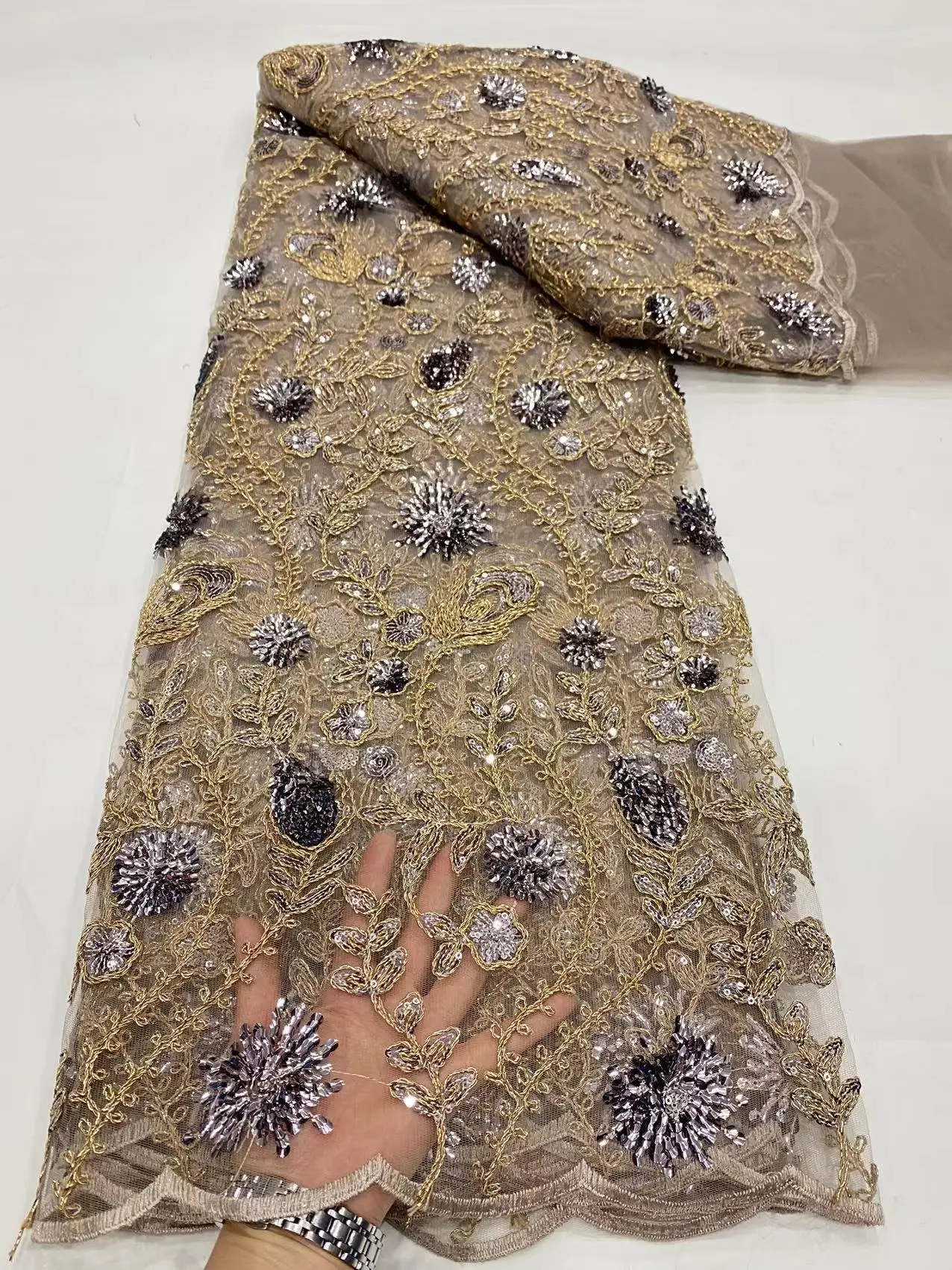 

2023 Высококачественная нигерийская ткань с вышивкой в африканском стиле из гипюра для женской вечерней одежды