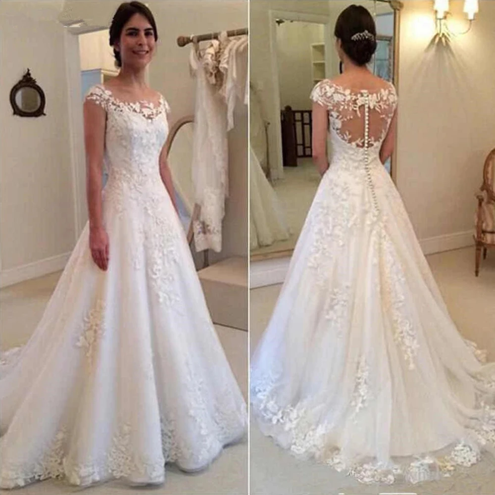 

Elegant Lace Princess Sleeveless Mopping The Floor Wedding Dresses Beautiful Exquisite New Evening Boho Bridal Gowns Bride Dress