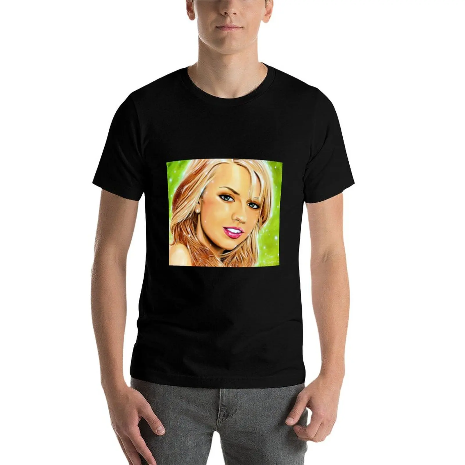 Фото Футболка Lexi Belle Portrait - футболка с изображением блондинки в природе, удобная футболка больших размеров №4