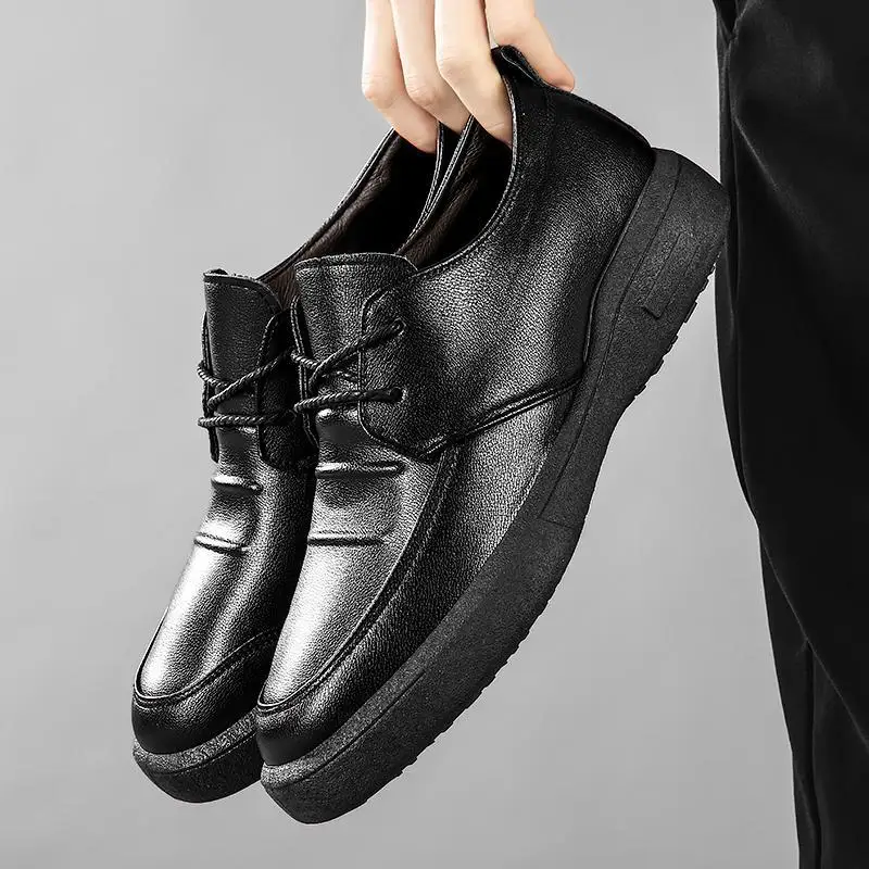 

Spring Men's Shoes Casual Leather Shoes British Style Workwear Labor Protection Work Wide Feet Big Head Boots Low-To