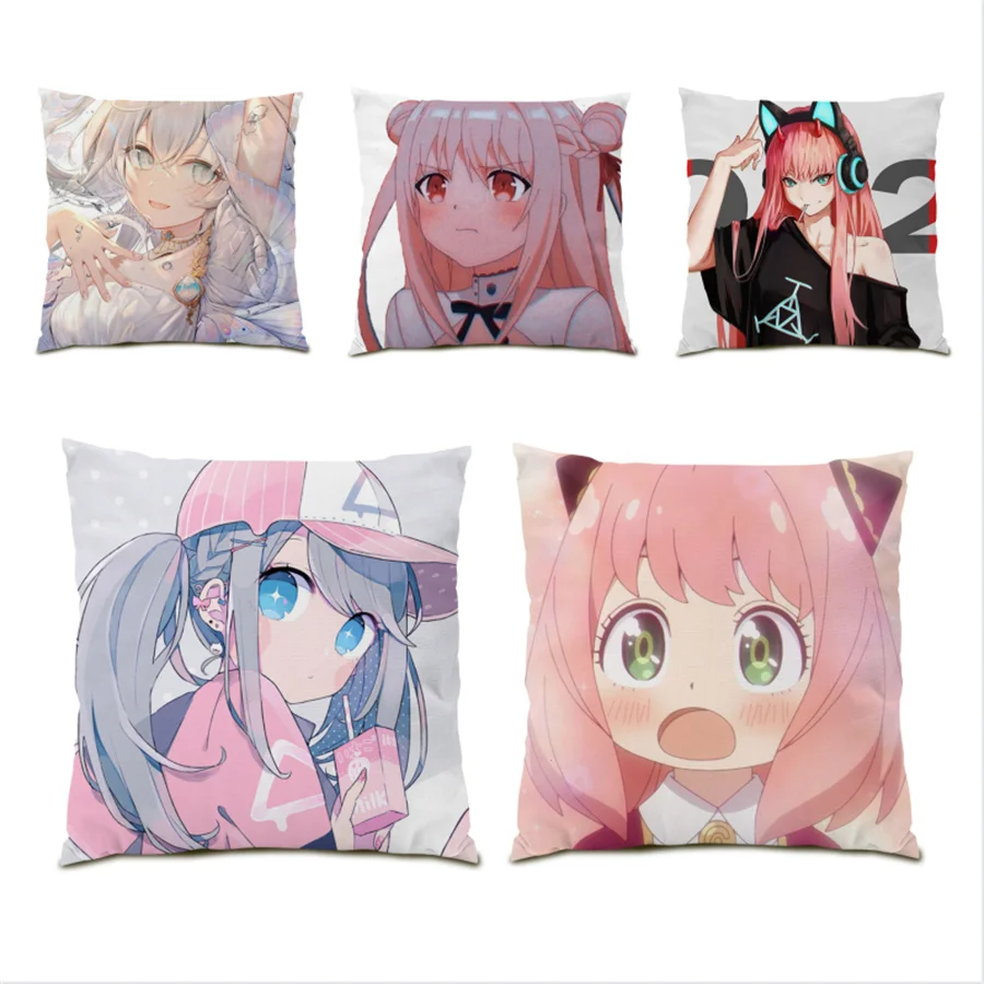 

Polyester Linen Decorative Cushion Cover Luxury Living Room Decoration Anime Pattern Pillow Covers Decorative Fashion Home E0851