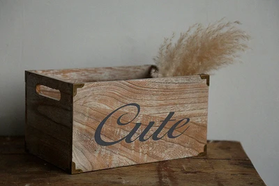 

Ящик для хранения с милым текстом из переработанной древесины, античный деревянный офисный Органайзер