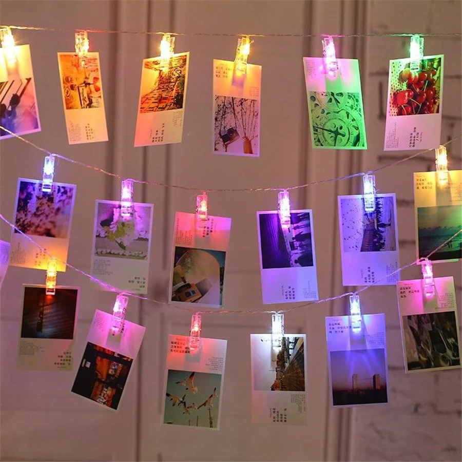 Battery/USB Powered LED Photo Clip Holder Fairy String Lights Christmas Garland Lights for Birthday Party Wedding Holiday Decor