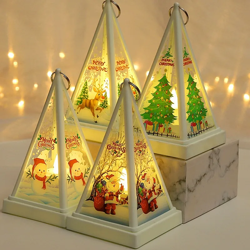 

Christmas LED Night Light Xmas Tree Hanging Ornaments Lantern Cartoon Santa Snowman Portable Light Home Decoration Table Lamps