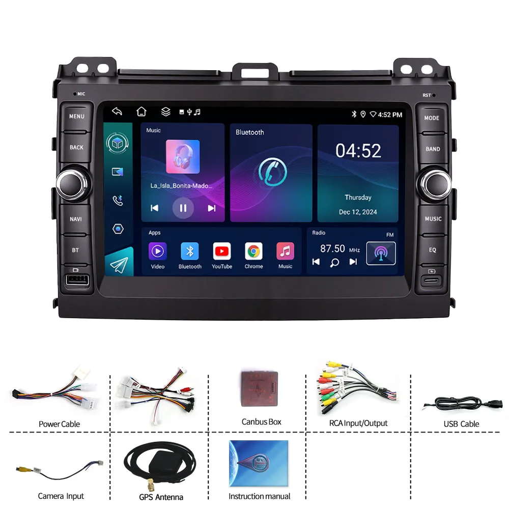 Фото 8-дюймовая автомобильная магнитола Android Type-C для Toyota Dominance 2002-2009 с беспроводным CarPlay, Android Auto, GPS-навигацией, Bluetooth и управлением с руля №5