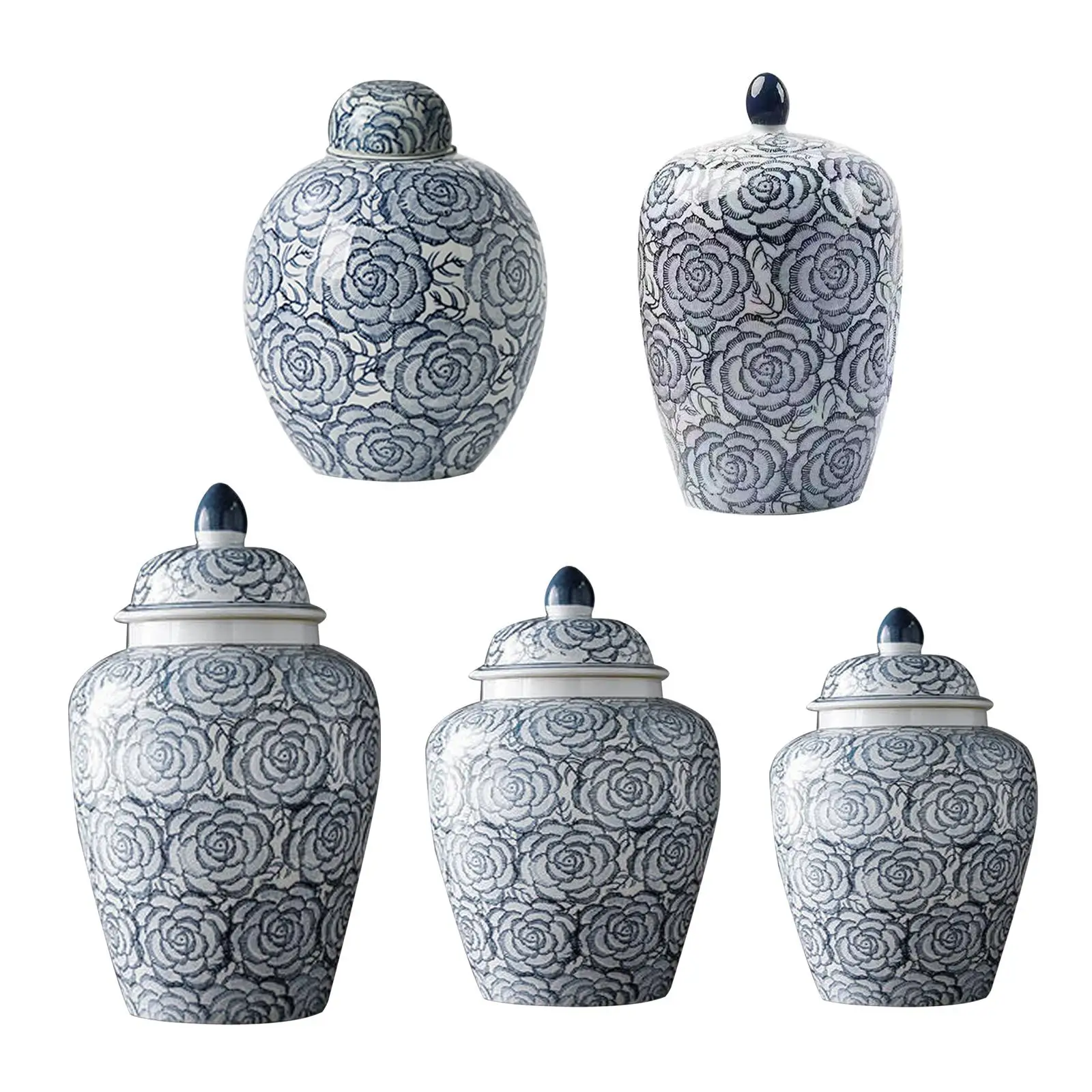 

Ceramic Flower Vase Traditional Tabletop Tea Caddy Porcelain Ginger Jar