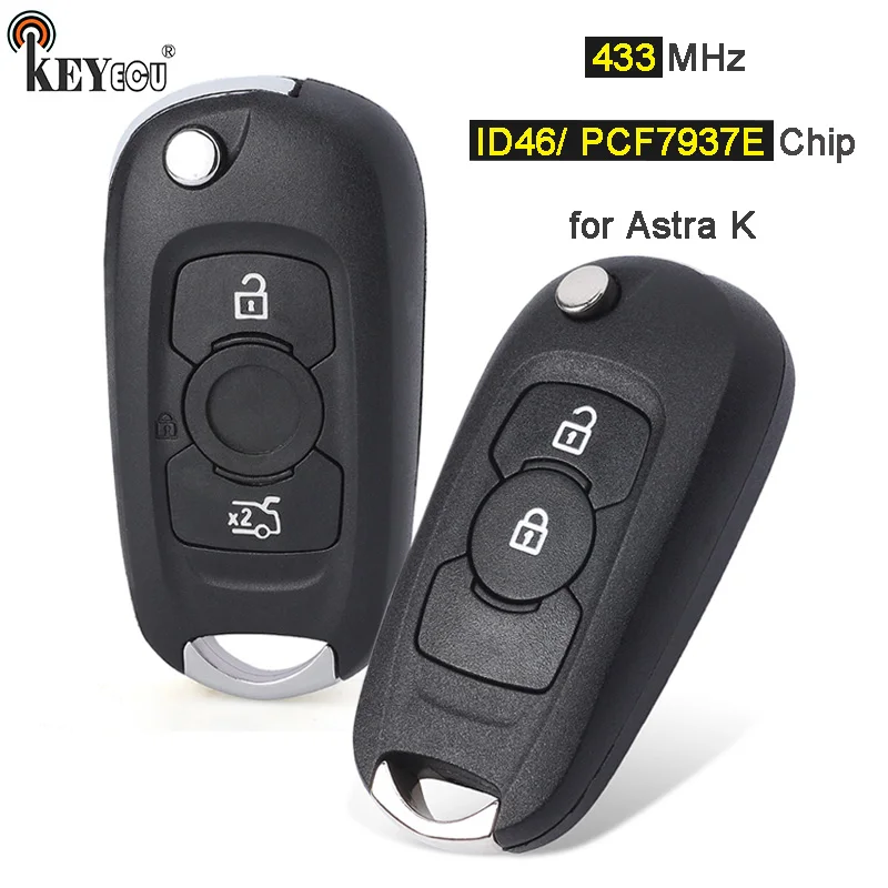 

KEYECU 433MHz PCF7937E / HITAG 2 / 46 Chip Flip Remote Key Remote Key Fob for Opel Vauxhall Astra K 2015 2016 2017 20181 2019