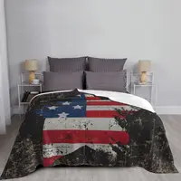 Happy July Flannel Blanket Stars and Vintage USA Flag Awesome Throw Blankets for Bed Sofa Couch 125*100cm Rug Piece