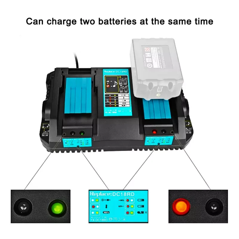 

Новое популярное двойное зарядное устройство для Makita 4A зарядный ток 14,4 в 18 в BL1830 BL1815 Bl1430 BL1420 DC18RC DC18RD DC18RA Power T