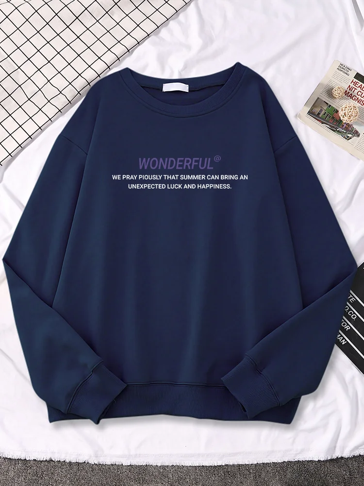 

Unisex Ladies Hoody Wonderful Summer Can Bring Luck And Happiness Printed Clothes Loose Warm Sweatshirt Long Sleeve Female Top