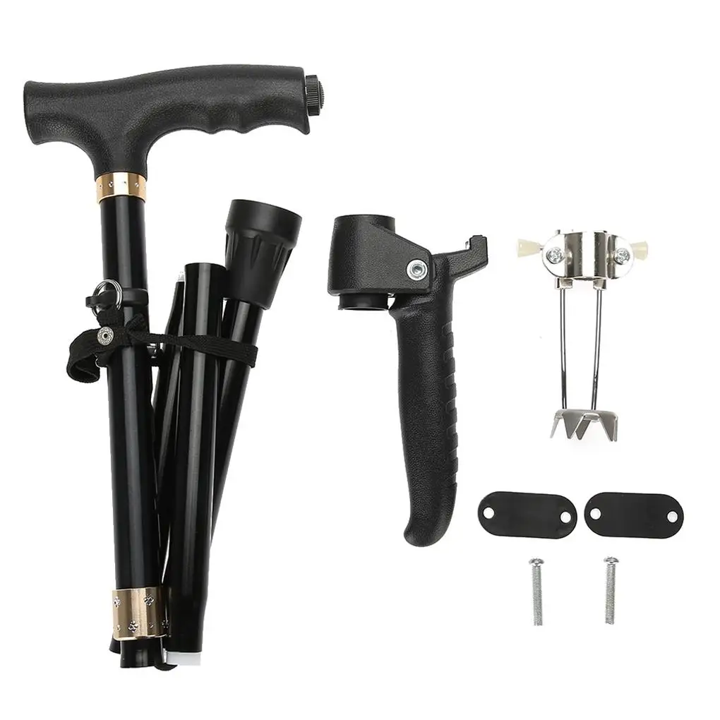 

Складная трость из алюминиевого сплава для пожилых людей тростниковый промежуток с светильник кой для скалолазания