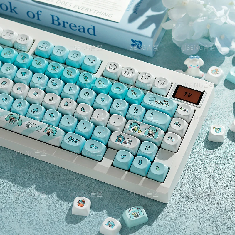 Фото Шляпа Sune Mikuu Theme Keycap Set Custom MOA Profile 142keys PBT MX Switch Artisan Key Cap Игровая механическая клавиатура Аниме Keycap №3