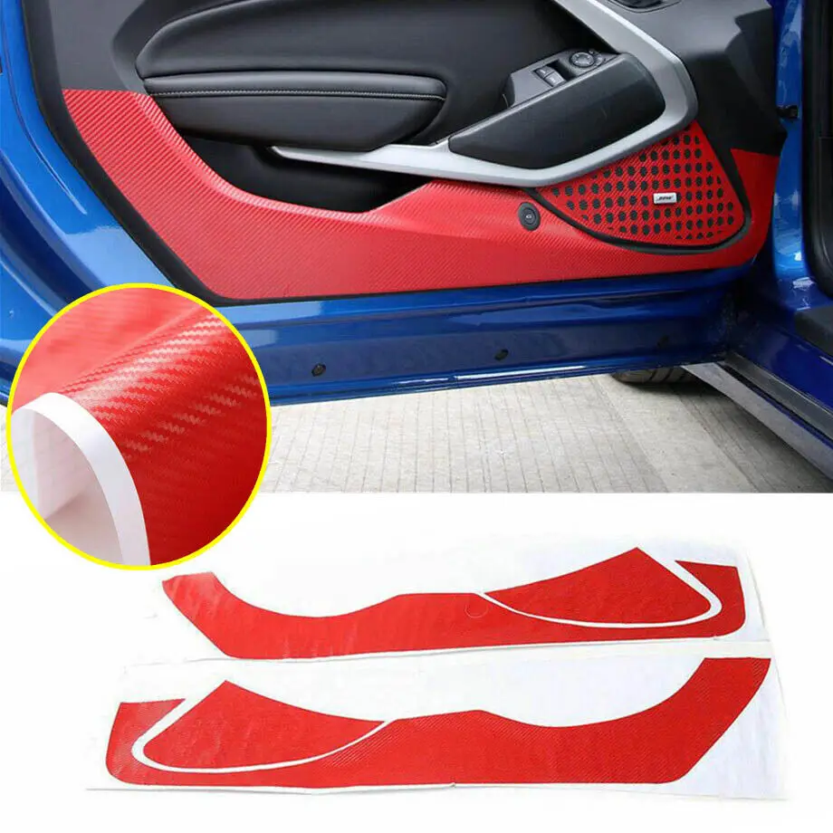 

For Chevrolet Camaro 17-21 Red Carbon Fiber Door Anti Kick Scratch Sticker Cover