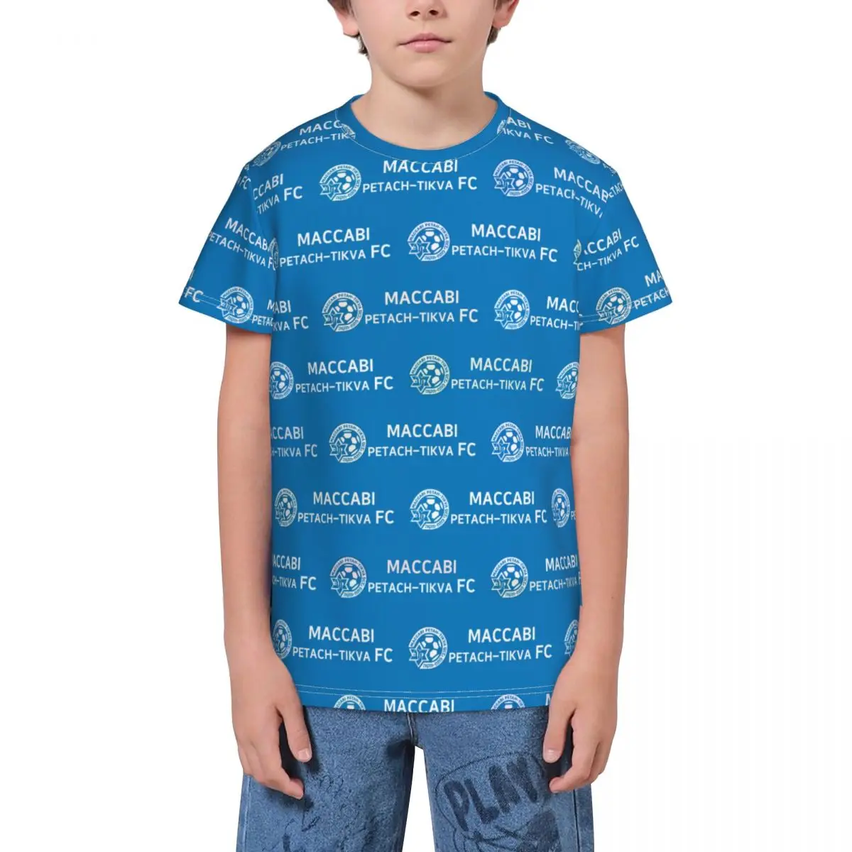 

Israel Maccabi Petach-Tikva FC Fashion Teen Summer Short Sleeve T-Shirt Boys and Girls Tops T-Shirts