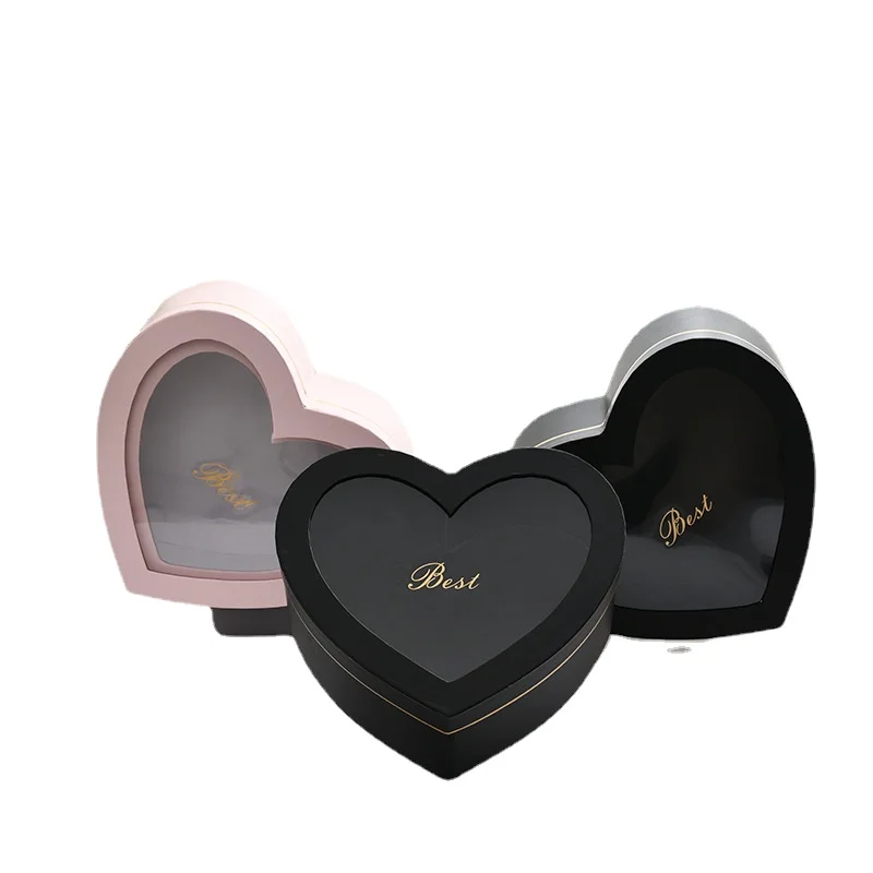 

Ring Boxes Gift Box Packaging Heart Shaped Transparent Window Flower Packaging Box Wedding Girlfriend Giftsewelry Case Container
