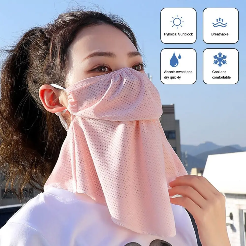 

Ice Silk Sunscreen Mask Women Summer Anti-UV Quick-drying Face Cover Scarf Breathable Lady Neck Protection Hanging Ear headband