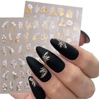 Золотая голографическая 3D наклейка для ногтей на День святого Валентина Тема бронзирующие Цветы Листья женщина лицо наклейки для ногтей Сделай Сам дизайн ногтей украшение