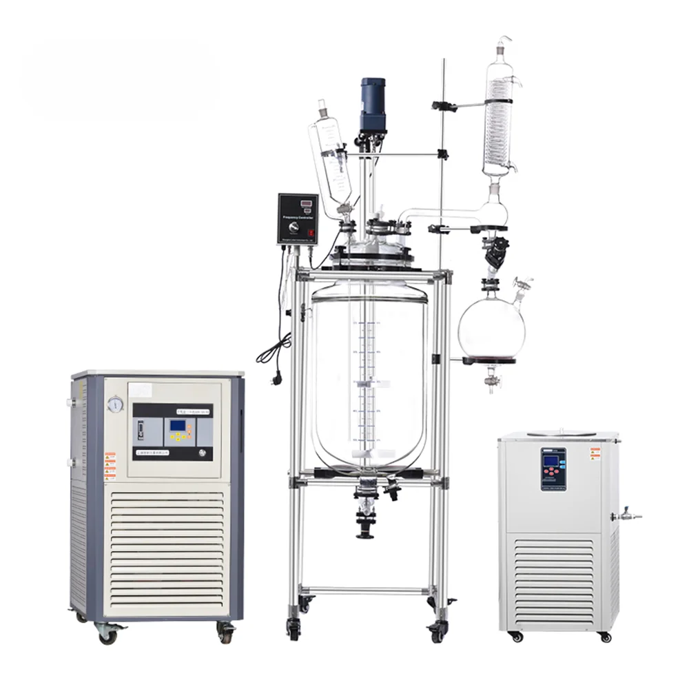 Цилиндрический стеклянный реактор с оболочкой 50 л