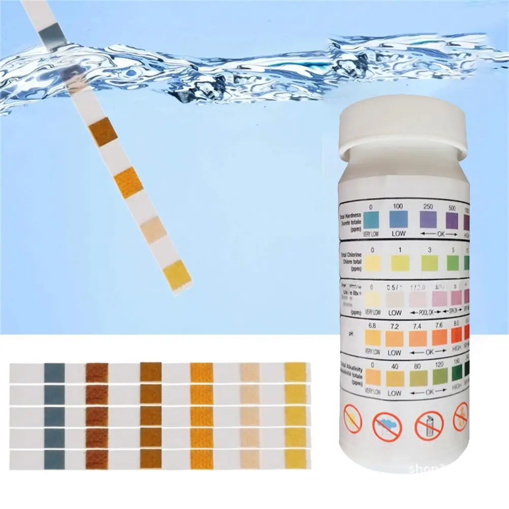 

Test Quality Paper Total Test Strip Swimming Water Pcs For Kit Pool 1 Residual 50 In Chlorine 5 Hardness And Alkalinit