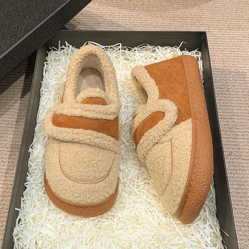 2024 плюшевые меховые тапочки для женщин зимние уличные пушистые теплые хлопковые