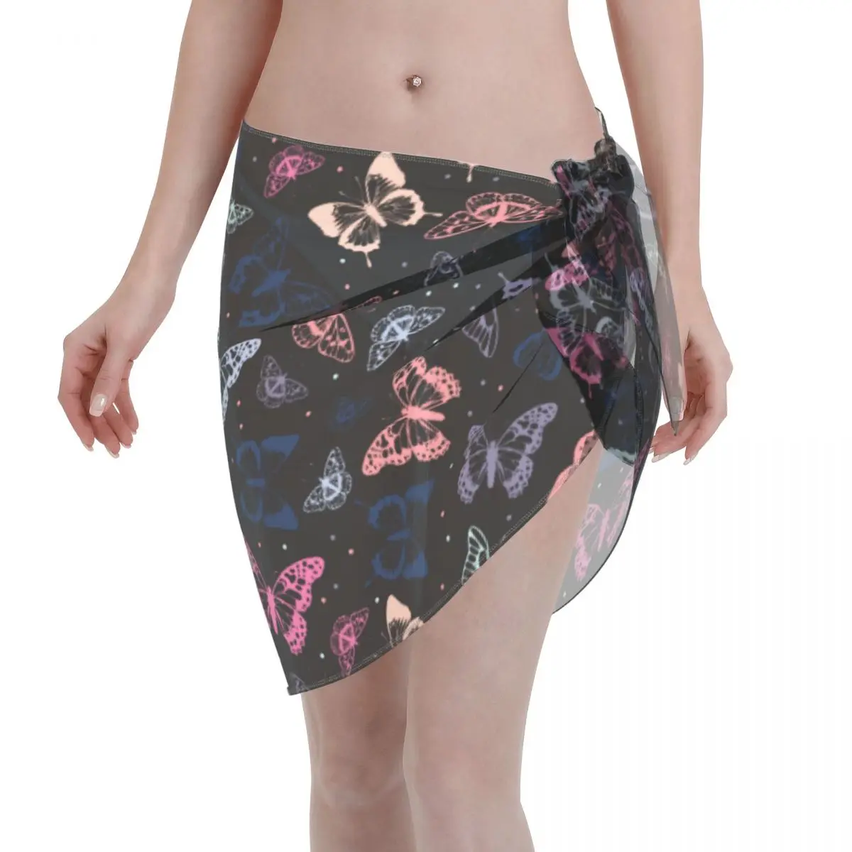 

Butterfly Women Cover Up Wrap Chiffon Swimwear Pareo Scarf Sarong Beachwear See Through Bikini Cover-Ups Skirts Swimsuit