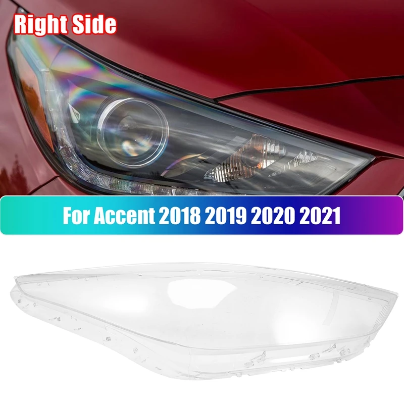 

NEW-For -Hyundai Accent 2018-2021 Car Headlight Lens Cover Head Light Lamp Shade Shell Auto Light Cover
