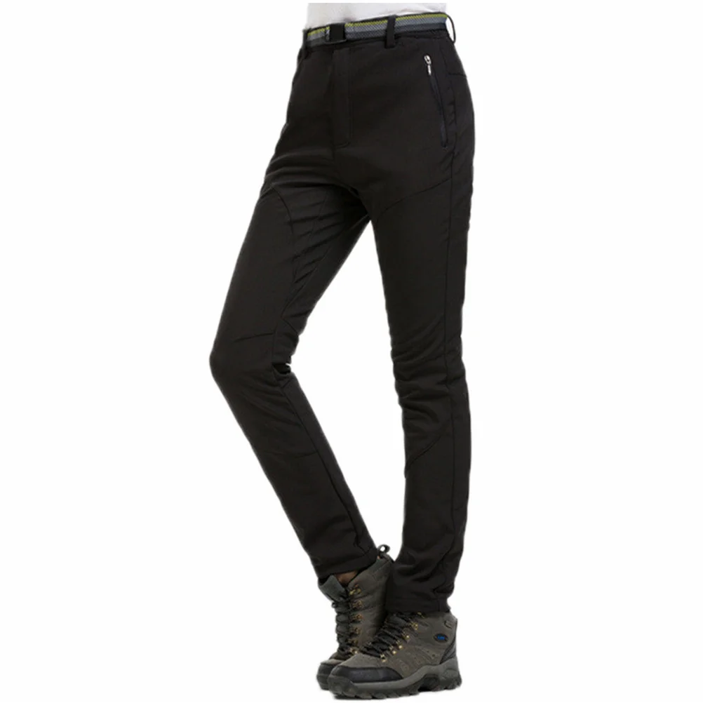 

Women Thick Warm Fleece Softshell Pants Fishing Camping Hiking Skiing Pants Waterproof Windproof Pants Size S (Black)