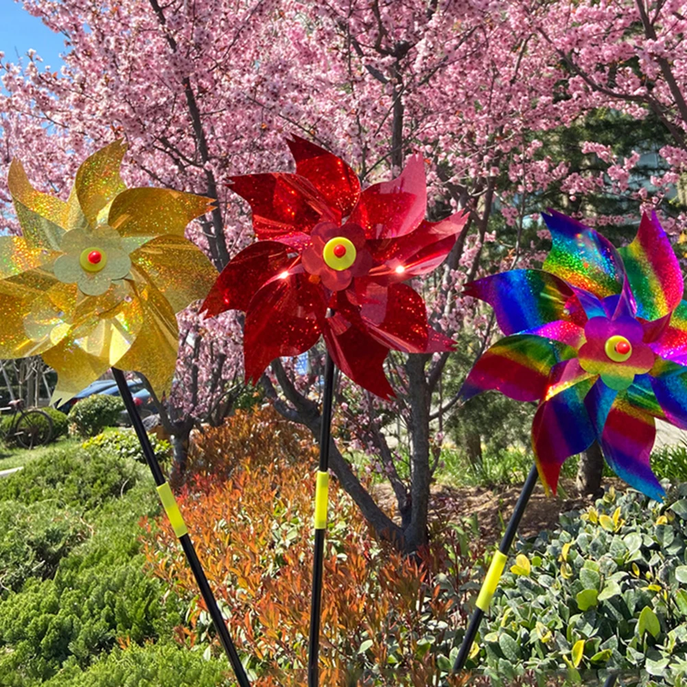 

8 Leaves Bird Repeller Pinwheels Bird Deterrent Windmill Spinner Yard Decoration Land Ornament Figurine Durable