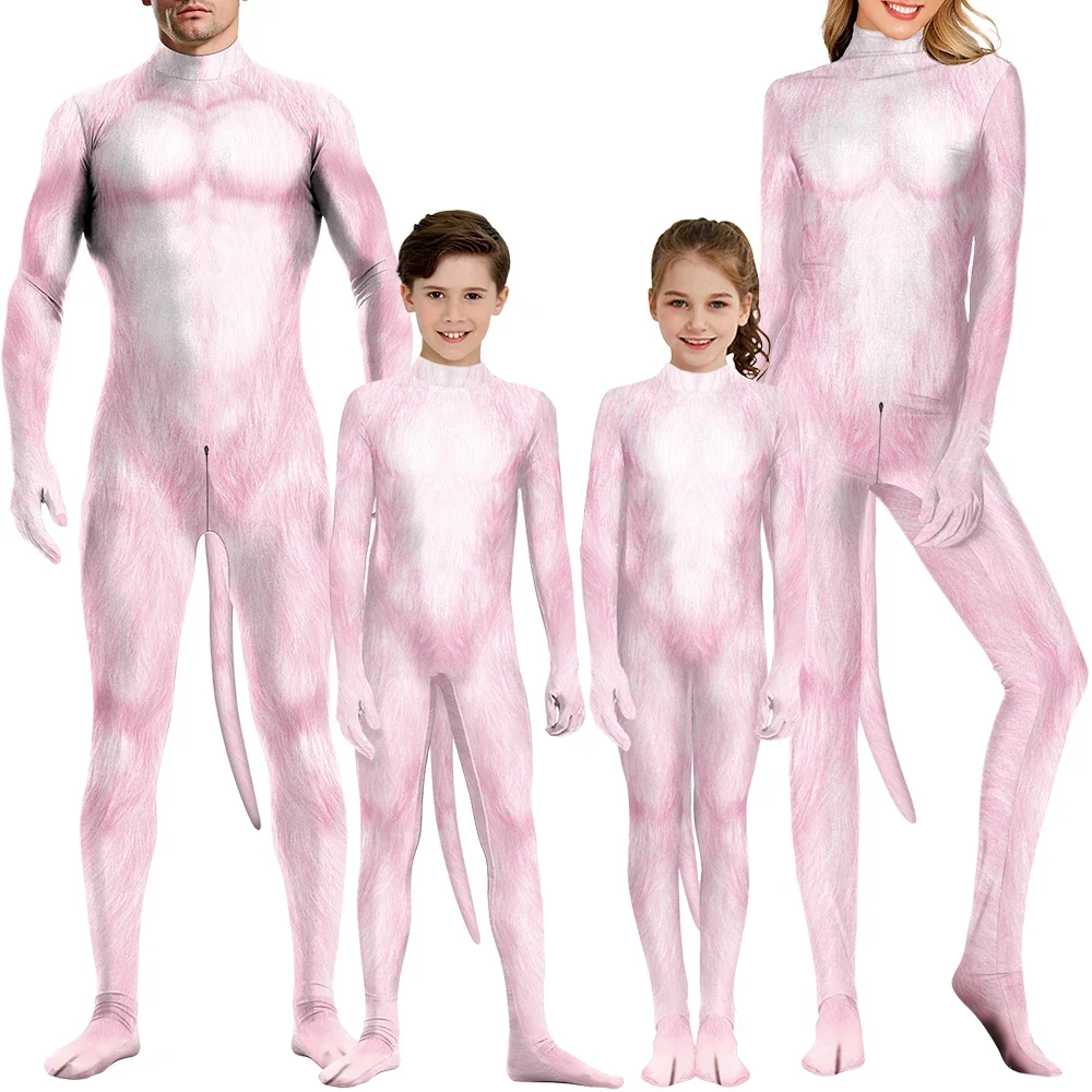 Детский костюм родителя для косплея животное розовый с принтом комбинезон