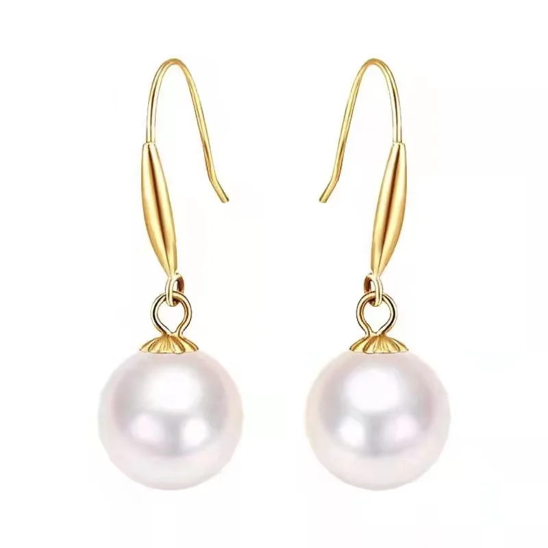 

JICAI Real 18K Gold Natural Seawater Pearl Drop Earrings Pure AU750 Earring Hooks for Women Fine Jewelry Gift Pearl Earrings