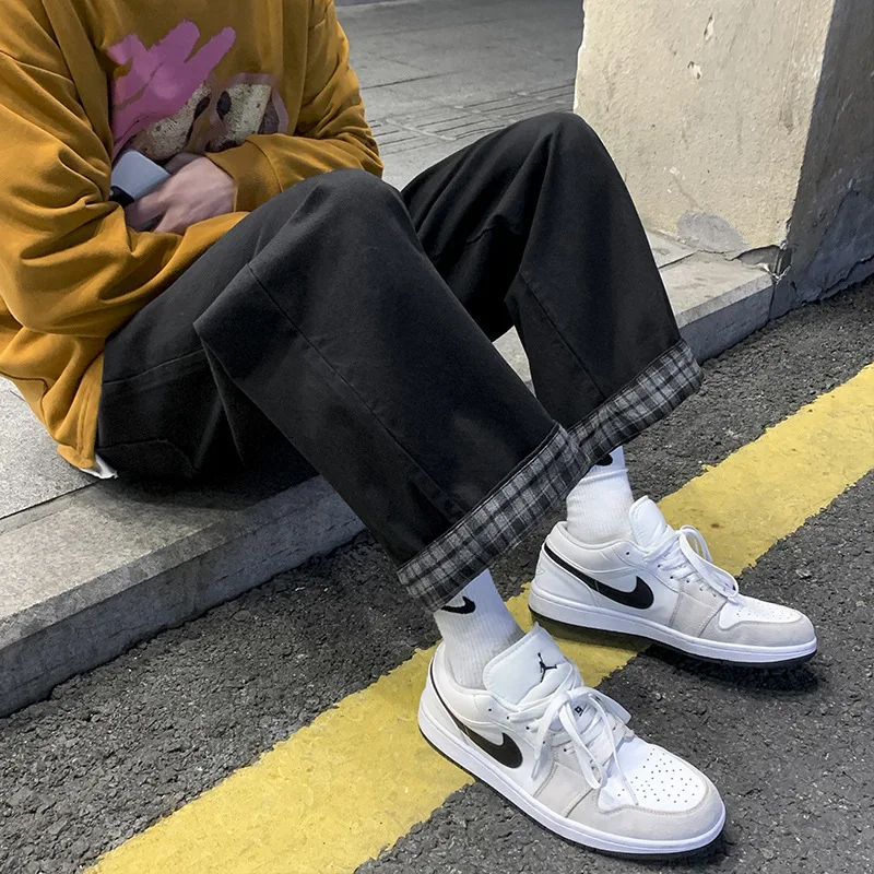 

Мужские повседневные брюки в клетку, свободные прямые брюки большого размера, весна-лето 2022