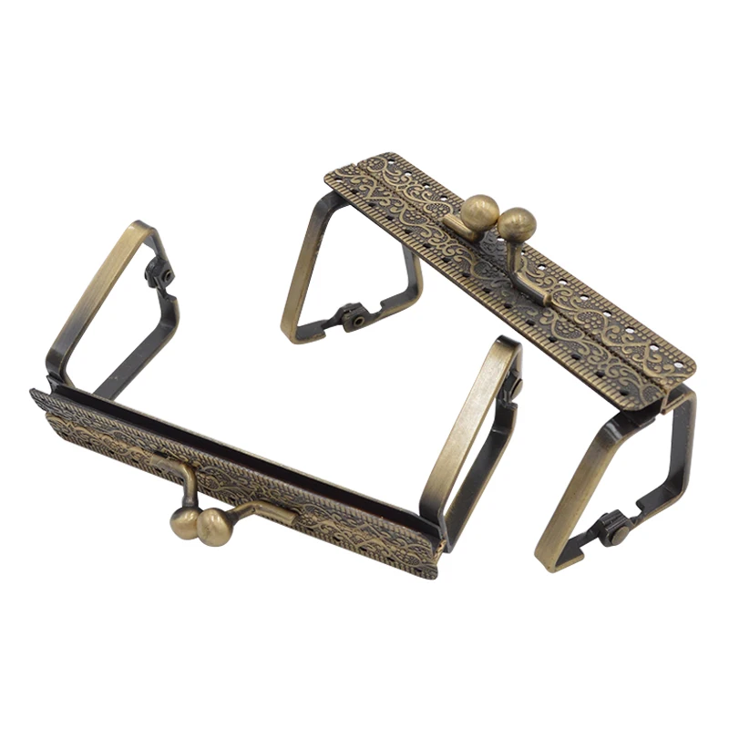 10pcs/lot 9cm Square Metal Purse Frame Handle for Clutch Bag Handbag Accessories Making Kiss Clasp Lock Bronze Bags Hardware
