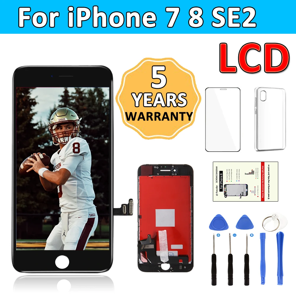 ЖК-дисплей для iPhone 7 8 Plus SE 2020 SE2, сенсорный дигитайзер в сборе, полный комплект для замены, 100% AAA + без битых пикселей
