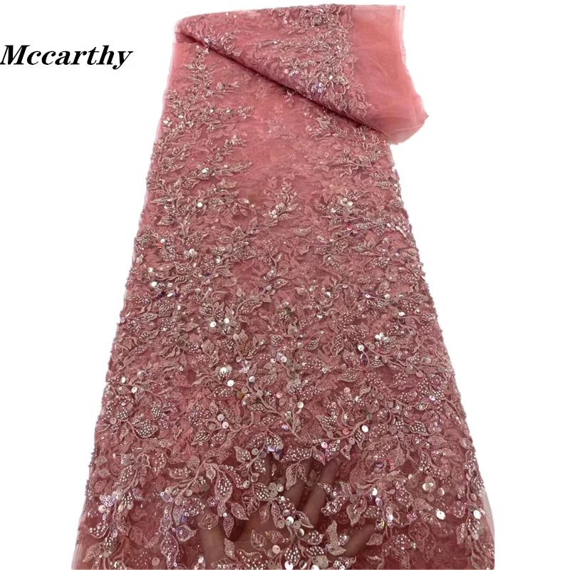 

Горячая Распродажа бисера кружевная ткань высокого качества, африканская кружевная ткань, кружевная ткань ручной работы с бусинами для свадебного материала, французское Сетчатое кружево