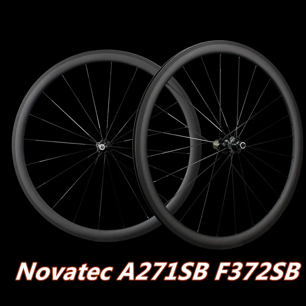 

YASE Carbon Fibre Bicycle Wheelset 38x25mm Clincher Tubeless or Tubular Road Bike 700c V Brake Wheels Novatec A271SB F372SB