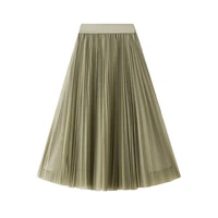 pleated tulle skirt womens 2022 spring high waist mesh skirts long maxi skirt female red black blue adult tutu skirt