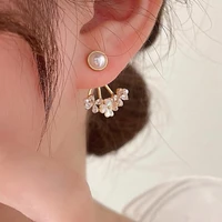 2022 new arrival earrings stud earrings fashion women trendy korean shell flower back hanging earrings pearl elegant jewelry