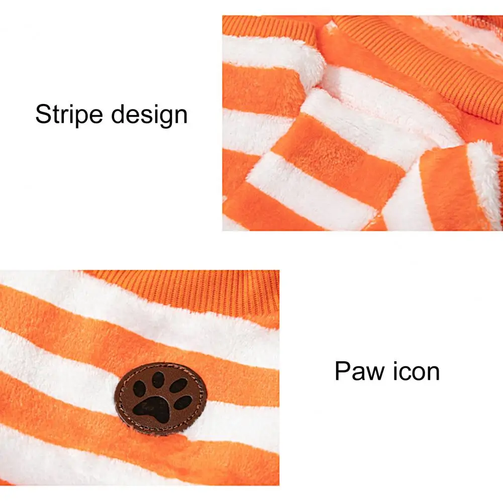 

Pet Sweater Thread Binding Thickened Dog Cat Two-legged Stripes Clothes Pet Pullover Adorable Pet Sweatshirt for Daily Wear