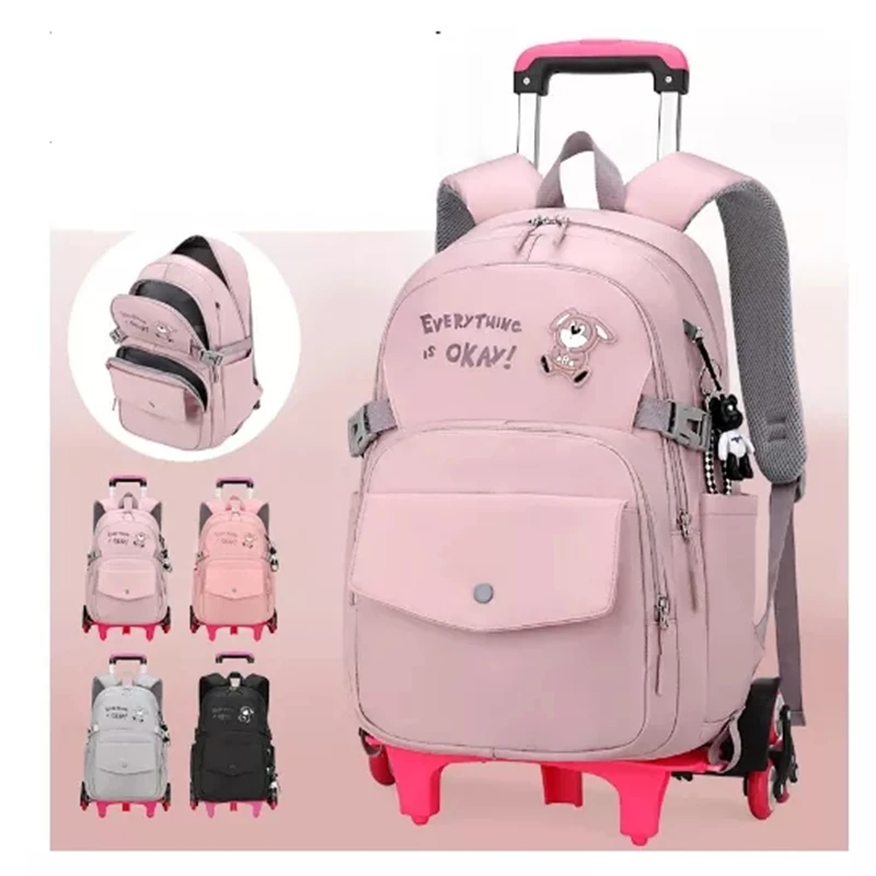 Travel Luggage Bags for kid Girl's Trolley School Backpack Wheeled bag for School Trolley bag On wheels School Rolling backpacks