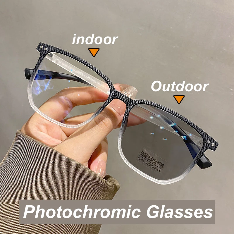 

Fashion Design Photochromic Glasses Men Women Luxury Anti Blue Light Myopia Eyeglasses Unisex Eye Protection Goggle Eyewear