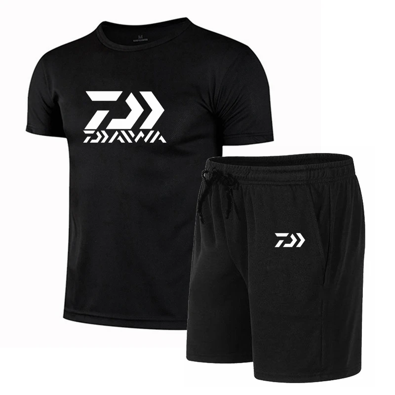 

Men's New Short Sleeve Sportswear Set T Shirt+Shorts Two Piece Set, Fitness Running Basketball Sportswear Daiwa